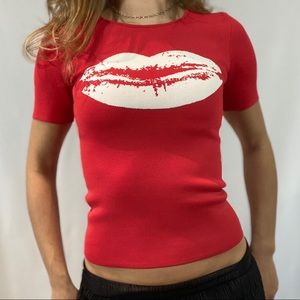 BNWT Pink Tartan Lips Top